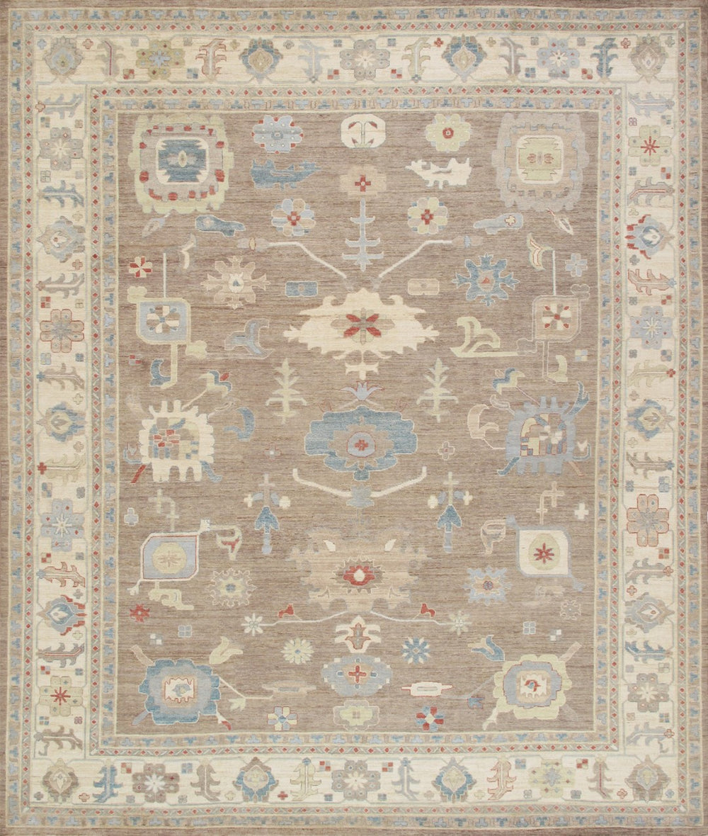Pasargad Home Melody Hand-knotted Mocha Wool Area Rug - Elegant, Durable, 12' 6" X 14' 5" Size   Sul-2037 12x15
