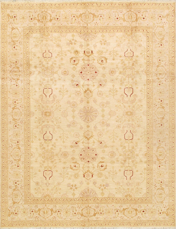 Pasargad Home Azerbaijan Collection Hand-knotted Lamb's Wool Area Rug – Elegant Floral Design Accents   P-42 Ivory 9x12