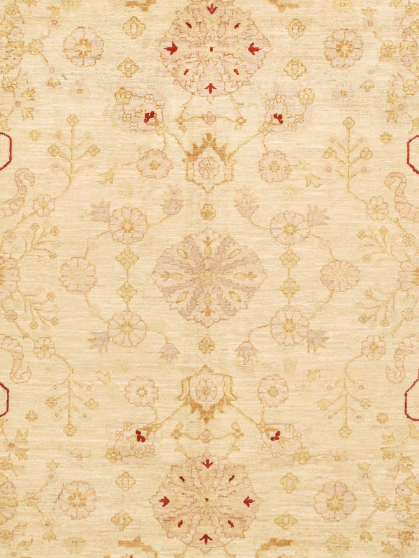 Pasargad Home Azerbaijan Collection Hand-knotted Lamb's Wool Area Rug – Elegant Floral Design Accents   P-42 Ivory 9x12