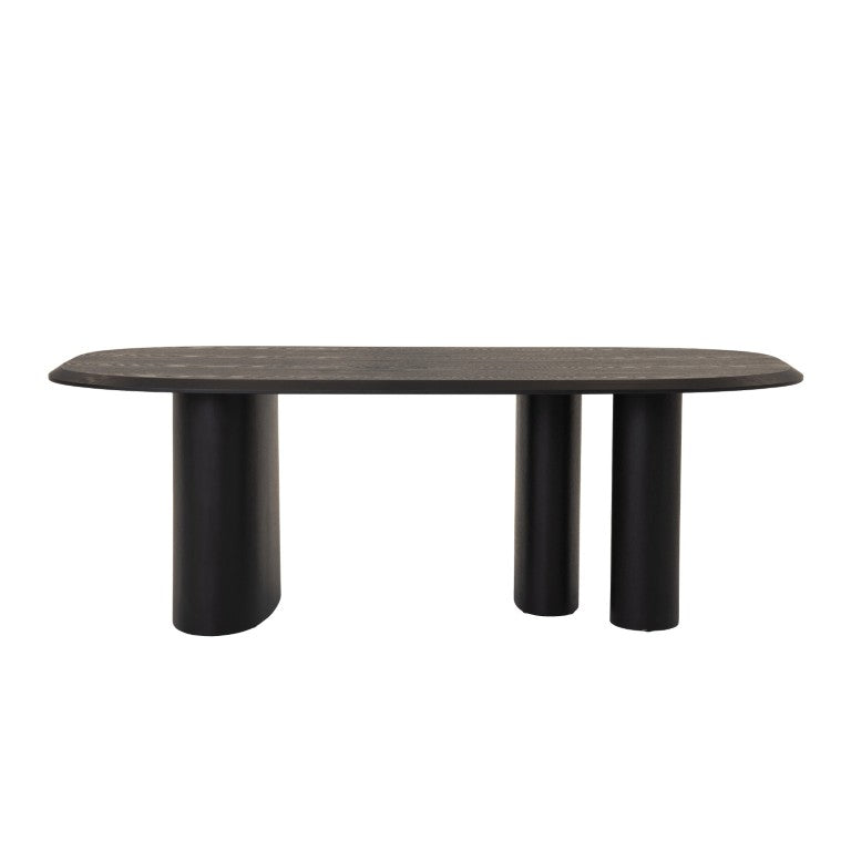 VIG Furniture Summit 87" Black Ash Oval Dining Table With Triple Pedestal Base — Modern Durable Centerpiece VGOD-LZ-342DT-A