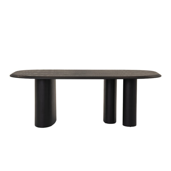 VIG Furniture Summit 87" Black Ash Oval Dining Table With Triple Pedestal Base — Modern Durable Centerpiece VGOD-LZ-342DT-A