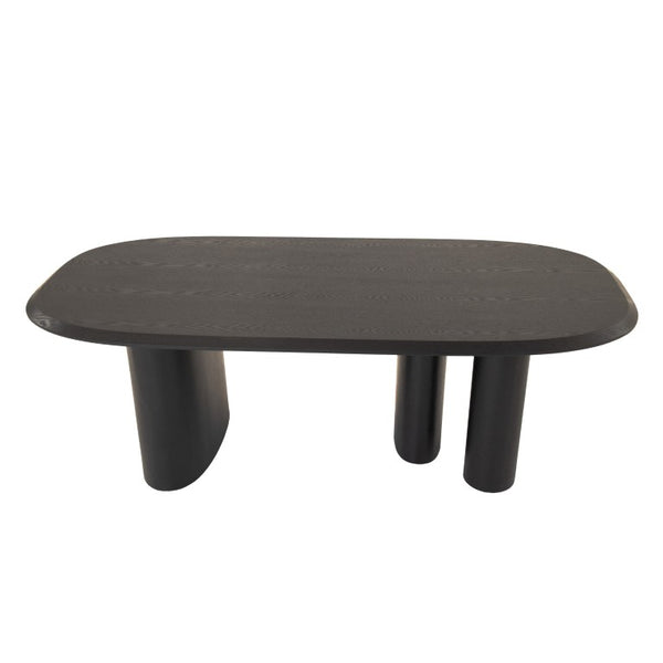 VIG Furniture Summit 87" Black Ash Oval Dining Table With Triple Pedestal Base — Modern Durable Centerpiece VGOD-LZ-342DT-A