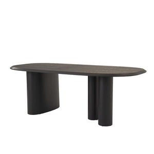 VIG Furniture Summit 87" Black Ash Oval Dining Table With Triple Pedestal Base — Modern Durable Centerpiece VGOD-LZ-342DT-A