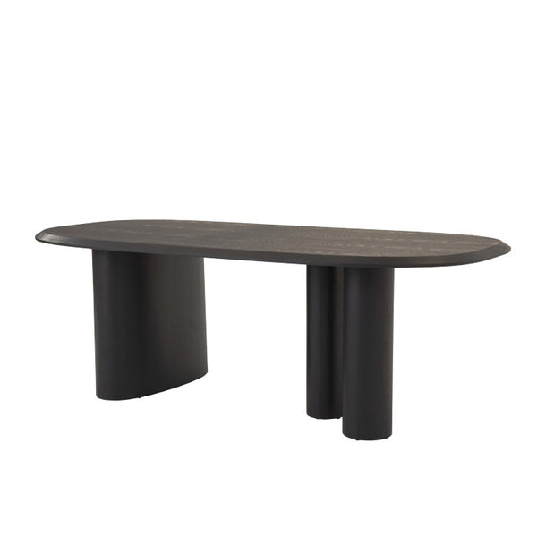 VIG Furniture Summit 87" Black Ash Oval Dining Table With Triple Pedestal Base — Modern Durable Centerpiece VGOD-LZ-342DT-A