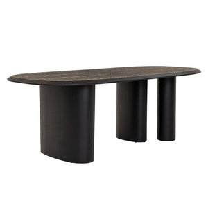 VIG Furniture Summit 87" Black Ash Oval Dining Table With Triple Pedestal Base — Modern Durable Centerpiece VGOD-LZ-342DT-A