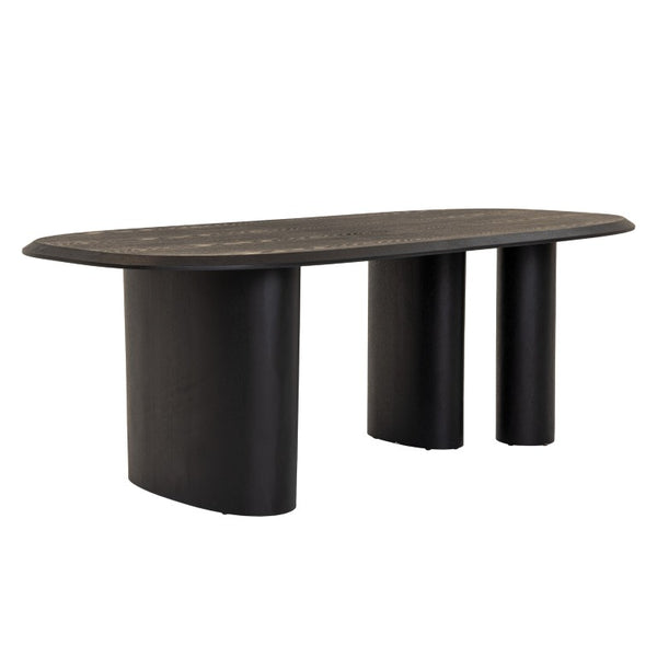 VIG Furniture Summit 87" Black Ash Oval Dining Table With Triple Pedestal Base — Modern Durable Centerpiece VGOD-LZ-342DT-A