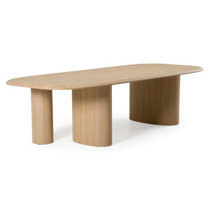 VIG Furniture Summit Oversized 118" Natural Ash Dining Table With Triple Pedestal Base Seats 10 Modern Oval VGOD-LZ-342DT-B-NAT