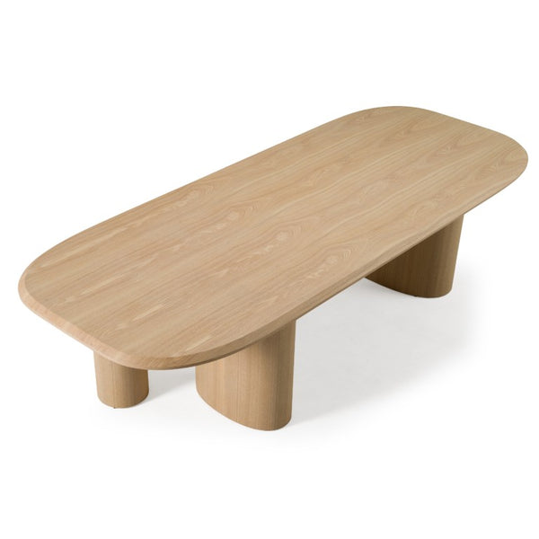 VIG Furniture Summit Oversized 118" Natural Ash Dining Table With Triple Pedestal Base Seats 10 Modern Oval VGOD-LZ-342DT-B-NAT