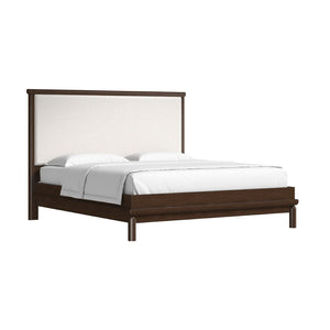 A.R.T. Furniture Verge Queen Upholstered Bed – Contemporary Elegance with Dark Wood Frame & Soft Neutral Headboard 337125-1960FB
