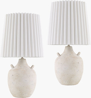 Livabliss Sunken Ceramic Base Table Lamp with Linen Shade for Warm Ambient Bedroom Glow SUN002-SET