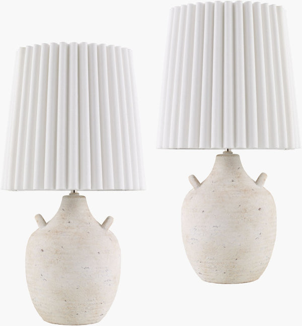 Livabliss Sunken Ceramic Base Table Lamp with Linen Shade for Warm Ambient Bedroom Glow SUN002-SET