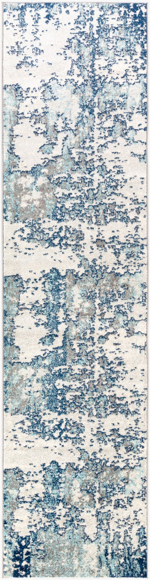 Livabliss Sunderland Machine Woven Polypropylene Area Rug for Modern Living and Dining Rooms Dark Blue, Aqua 2'7" x 10'2" SUN2300-27103