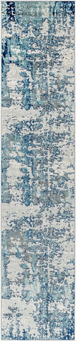 Livabliss Sunderland Machine Woven Polypropylene Area Rug for Modern Living and Dining Rooms Dark Blue, Aqua 2'7" x 12' SUN2300-2712