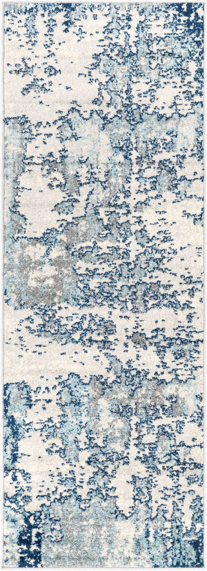 Livabliss Sunderland Machine Woven Polypropylene Area Rug for Modern Living and Dining Rooms Dark Blue, Aqua 2'7" x 7'3" SUN2300-2773