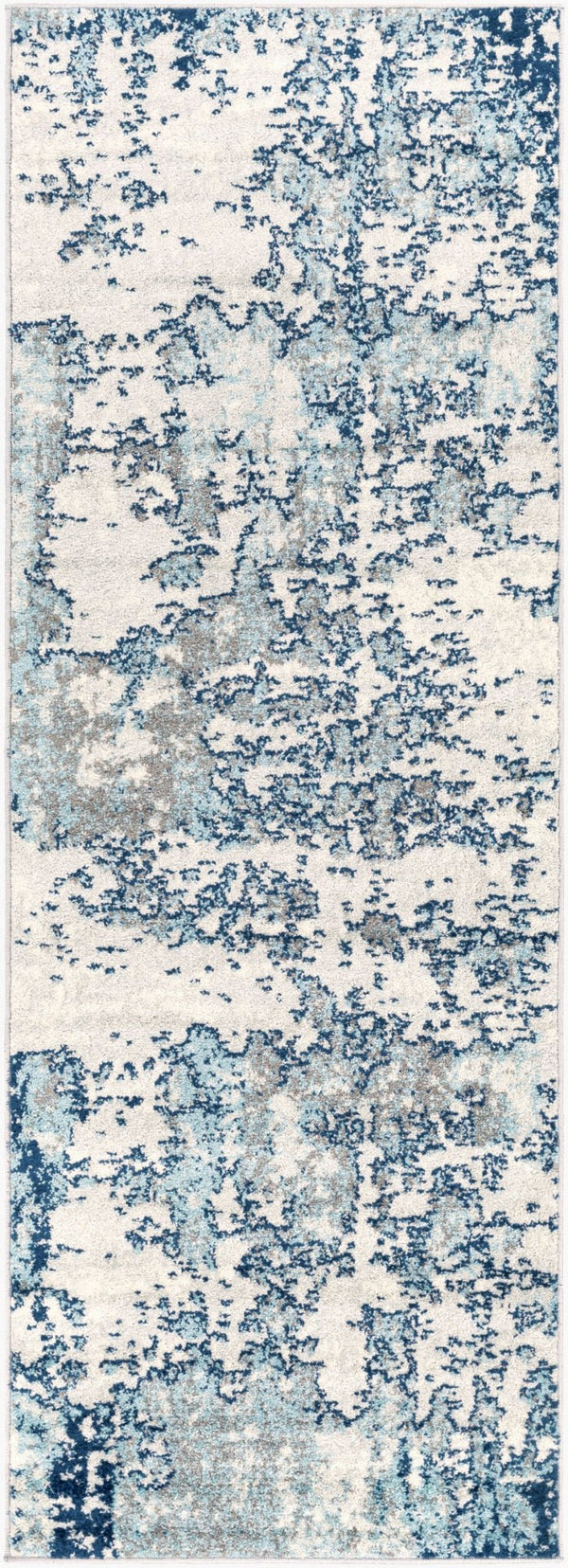 Livabliss Sunderland Machine Woven Polypropylene Area Rug for Modern Living and Dining Rooms Dark Blue, Aqua 2'7" x 7'3" SUN2300-2773