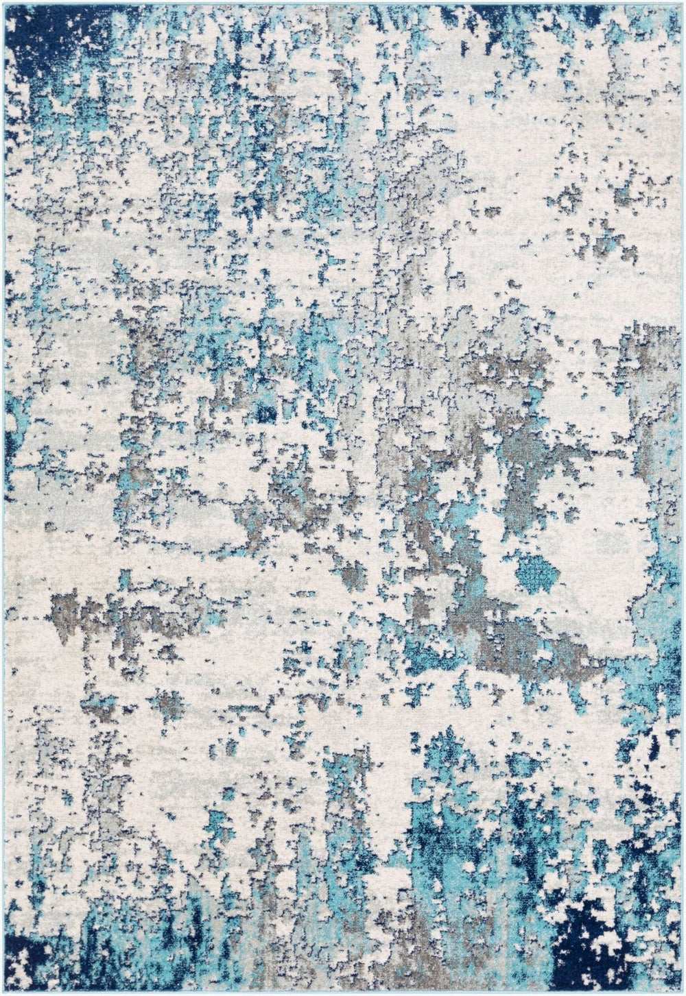 Livabliss Sunderland Machine Woven Polypropylene Area Rug for Modern Living and Dining Rooms Dark Blue, Aqua 10' x 14' SUN2300-1014