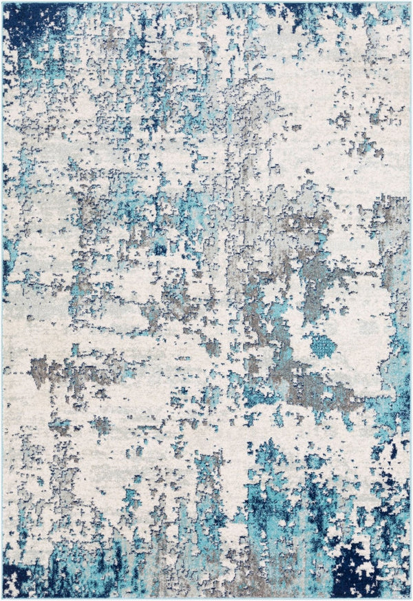 Livabliss Sunderland Machine Woven Polypropylene Area Rug for Modern Living and Dining Rooms Dark Blue, Aqua 10' x 14' SUN2300-1014