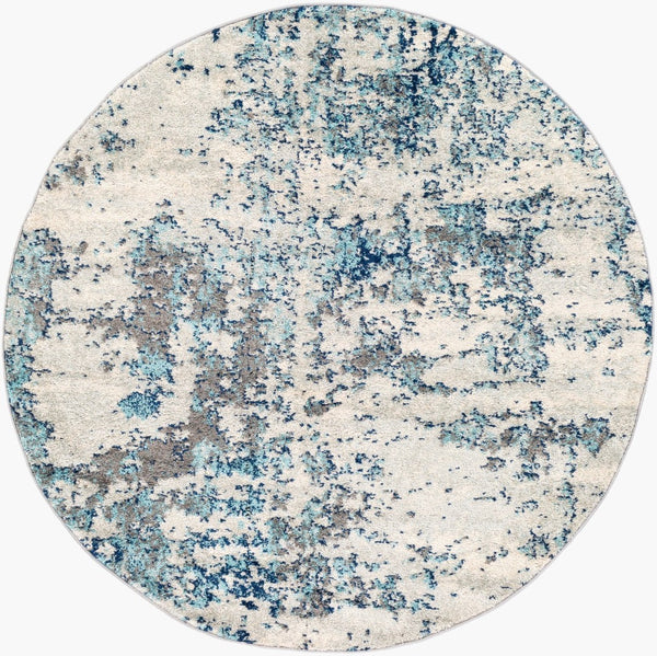 Livabliss Sunderland Machine Woven Polypropylene Area Rug for Modern Living and Dining Rooms Dark Blue, Aqua 5'3" x 5'3" SUN2300-53RD
