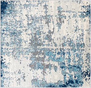 Livabliss Sunderland Machine Woven Polypropylene Area Rug for Modern Living and Dining Rooms Dark Blue, Aqua 6'7" x 6'7" SUN2300-67SQ
