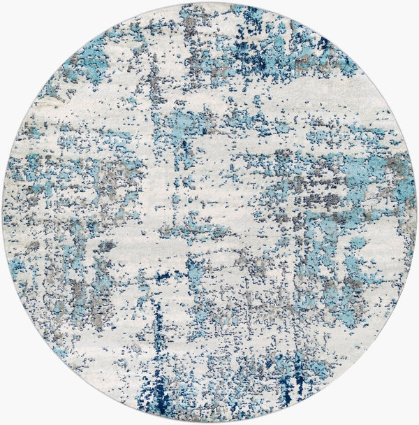 Livabliss Sunderland Machine Woven Polypropylene Area Rug for Modern Living and Dining Rooms Dark Blue, Aqua 7'10" x 7'10" SUN2300-710RD