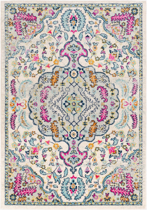 Livabliss Sunderland Traditional Neutral Area Rug Polypropylene Woven for Living and Dining Rooms Pink, Aqua 6'7" x 9' SUN2312-679