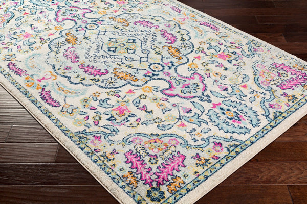 Livabliss Sunderland Traditional Neutral Area Rug Polypropylene Woven for Living and Dining Rooms Pink, Aqua 6'7" x 9' SUN2312-679