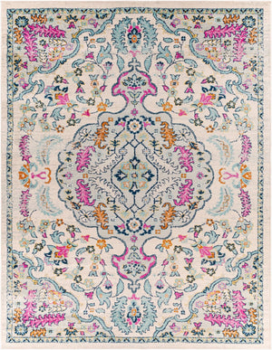 Livabliss Sunderland Traditional Neutral Area Rug Polypropylene Woven for Living and Dining Rooms Pink, Aqua 7'10" x 10'2" SUN2312-710103