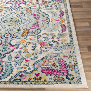 Livabliss Sunderland Traditional Neutral Area Rug Polypropylene Woven for Living and Dining Rooms Pink, Aqua 6'7" x 9' SUN2312-679