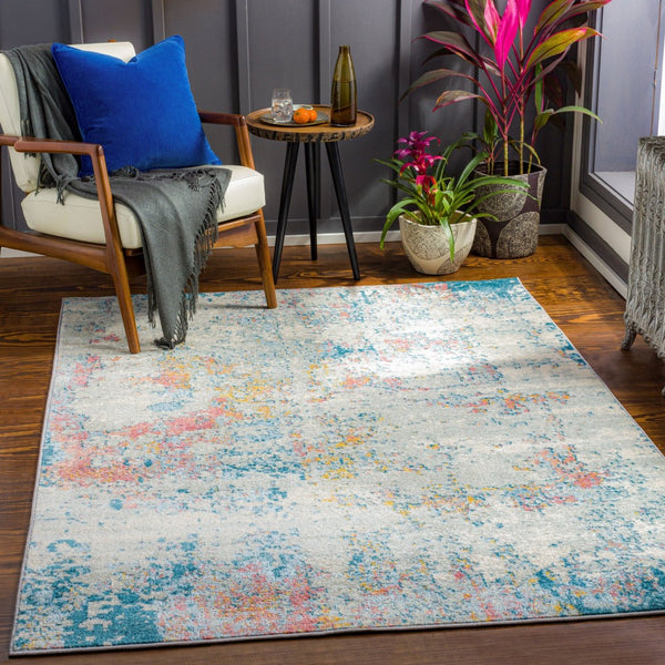 Livabliss Sunderland Machine Woven Polypropylene Runner Rug for Hallways and Entryways Teal, Dusty Cor 5'3" x 7'3" SUN2334-5373