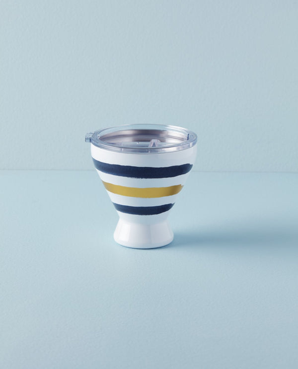 Lenox Blue Bay Stripe Pattern Stainless Steel Cocktail Tumbler Blue, NAVY METAL 895899