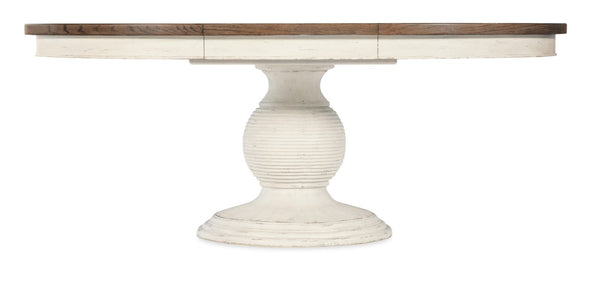 Hooker Furniture Americana Round Pedestal Dining Table With Carved Base, Two-Tone Honey Top & 22" Pull-Out Leaf Whites/Creams/Beiges 7050-75203-02