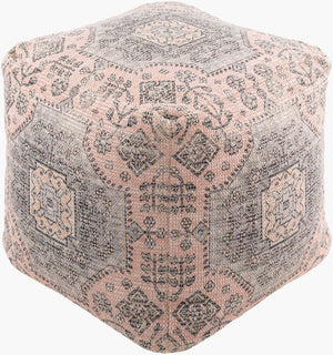 Surya Samsun Pouf 18"H X 18"W X 18"D – Elegant Cotton & Polyester Blend For Ultimate Comfort & Style Dusty Pink Cotton,Polyester,Cotton,Polybeads Supf002-181818