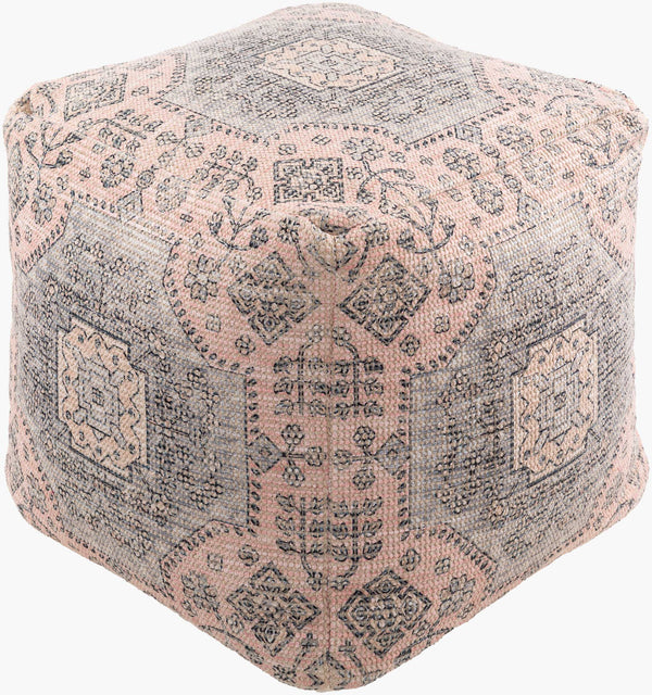 Surya Samsun Pouf 18"H X 18"W X 18"D – Elegant Cotton & Polyester Blend For Ultimate Comfort & Style Dusty Pink Cotton,Polyester,Cotton,Polybeads Supf002-181818