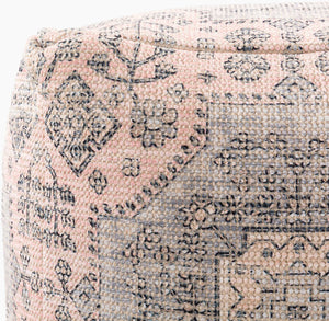 Surya Samsun Pouf 18"H X 18"W X 18"D – Elegant Cotton & Polyester Blend For Ultimate Comfort & Style Dusty Pink Cotton,Polyester,Cotton,Polybeads Supf002-181818