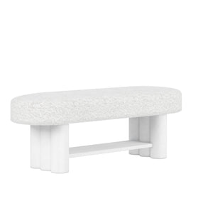 A.R.T. Furniture Garrison Bed Bench - Casual Contemporary Design With White Plaster Finish & Upholstered Textured Seat White Parawood Solids,Resin,Foam,Fabric 322149-1317