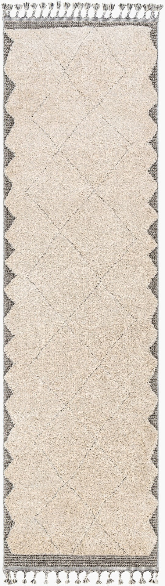 Livabliss Sousse Bohemian Global Runner Rug High Pile Polypropylene Fringe Hallway Entryway Light Beige, Ch 2'10" x 10' SUS2304-21010
