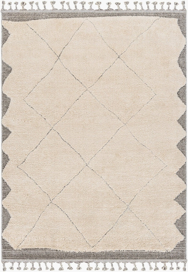 Livabliss Sousse Bohemian Global Runner Rug High Pile Polypropylene Fringe Hallway Entryway Light Beige, Ch 9'6" x 12' SUS2304-9612