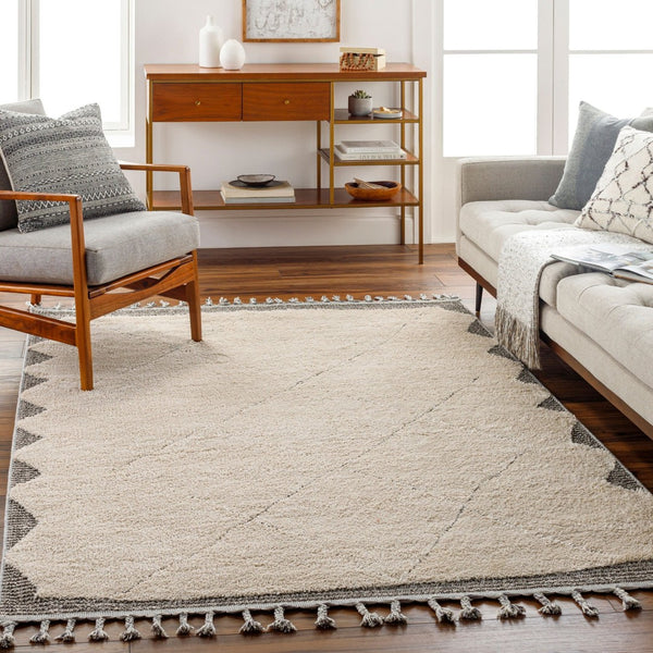 Livabliss Sousse Bohemian Global Runner Rug High Pile Polypropylene Fringe Hallway Entryway Light Beige, Ch 9'6" x 12' SUS2304-9612