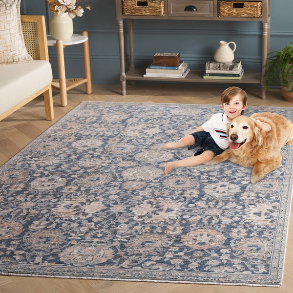 Safavieh Sutton 101 Power Loomed Space Dyed Polyester Rug Navy / Beige Brown SUT101N-8