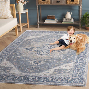 Safavieh Sutton 102 Power Loomed Space Dyed Polyester Rug Grey / Navy SUT102F-8