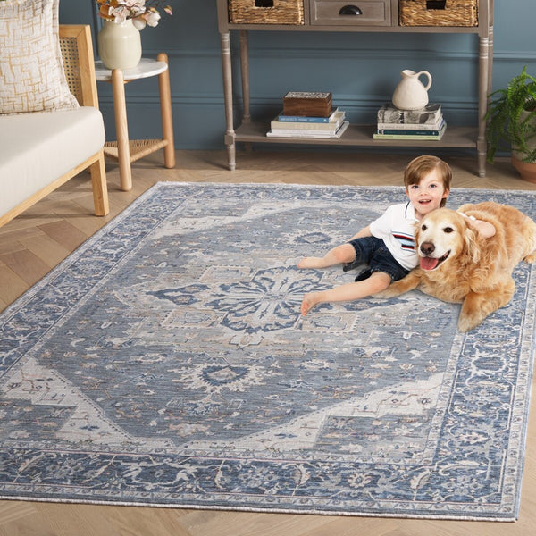 Safavieh Sutton 102 Power Loomed Space Dyed Polyester Rug Grey / Navy SUT102F-8