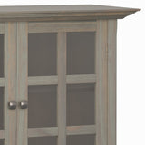 Hearth and Haven Medium Storage Cabinet with Tempered Glass Doors and 2 Adjustable Shelves B136P158279 Distressed Grey
