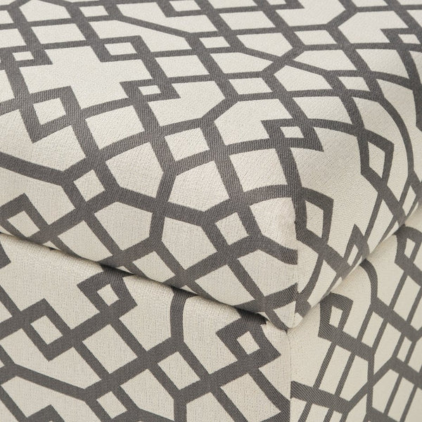 English Elm Richmond Square Storage Ottoman Geometric Patterned Fabric Lift Top Living Room 60266.00