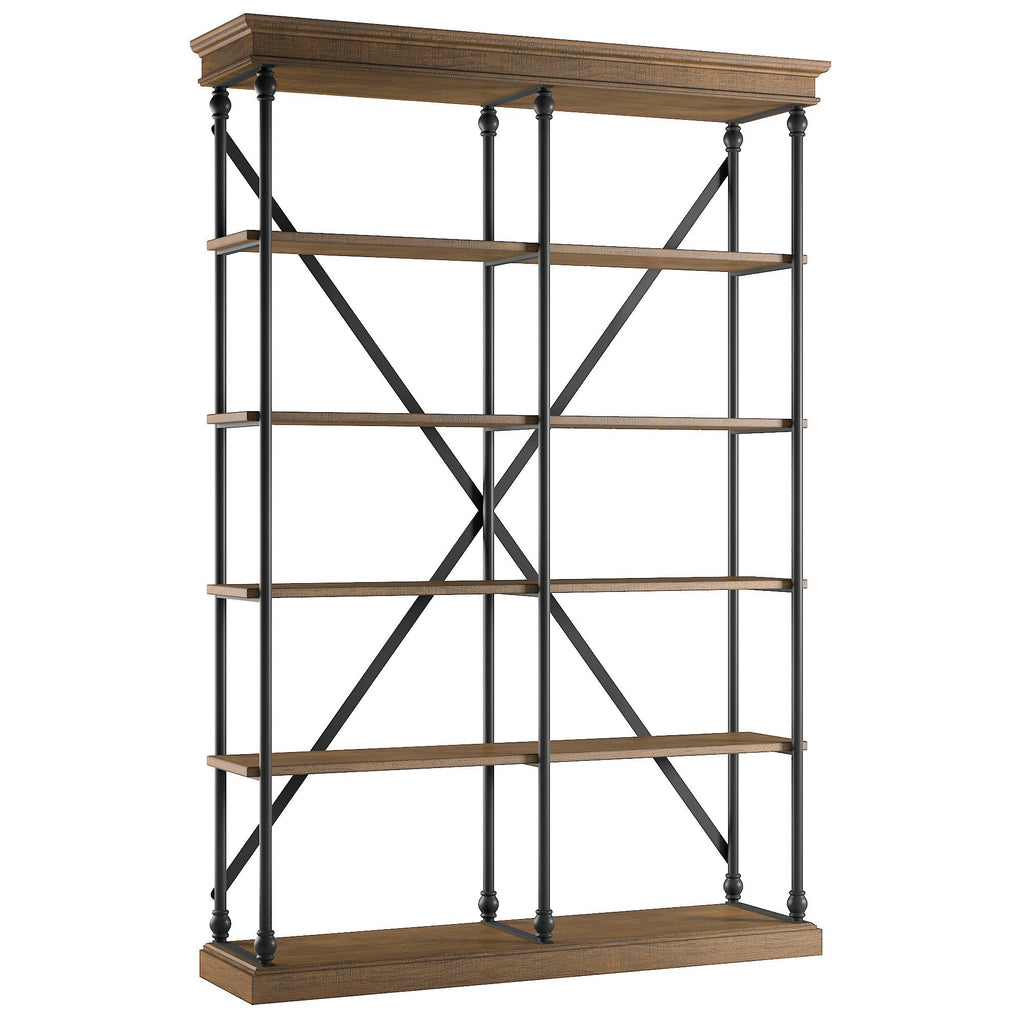 Homelegance By Top-Line Miranda Cornice Double Shelving Bookcase Brown Wood