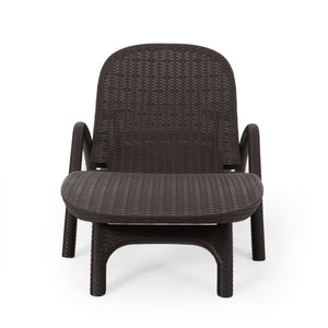 English Elm Christopher Knight Home® - MIKAEL Chaise Lounge Dark Brown Polypropylene 3D Wicker Weather-Resistant Handcrafted Outdoor Seating 68020.00DBRN