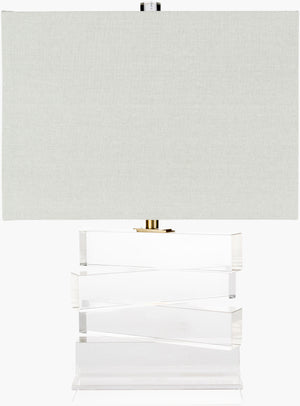 Surya Surrey 24" Crystal Accent Table Lamp - Elegant Minimalist Design With Soft Linen Shade For Any Room Body, Clear,Base, Clear,Finial, Clear,Harp, Metallic ,Brass Crystal,Crystal,Linen,Polyester,Crystal Suy-001