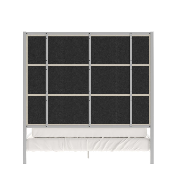 Homelegance By Top-Line Marcel Chrome Finish Metal Canopy Bed with Linen Panel Headboard Chrome Metal