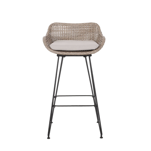 English Elm Pe Rattan Outdoor Bar Stools All Weather Woven Set with Cushioned Seats for Patio 71503.00MLBRN