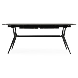 VIG Furniture Suzie Extendable Dining Table With Black Ash Ceramic Top & Matte Iron Base, Seats 6–8, Modern VGDW3013-08