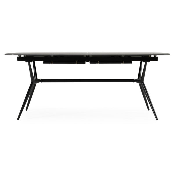 VIG Furniture Suzie Extendable Dining Table With Black Ash Ceramic Top & Matte Iron Base, Seats 6–8, Modern VGDW3013-08